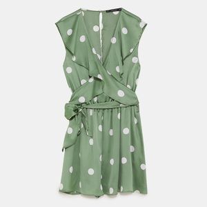 ZARA green polka dot jumpsuit playsuit